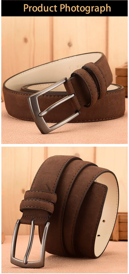 Men'S Suede Belt Retro Trend Alloy Buckle Men'S Belt Large Size Genuine High-End Belt 2023 New, Gift For Boyfriend And Dad
