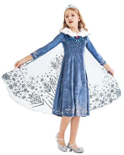 Girls Frozen 2 Elsa Anna Princess Mesh Sequin Clothes Kids Cosplay Snow Queen Costumes Carnival Birthday Party Elsa Gowns