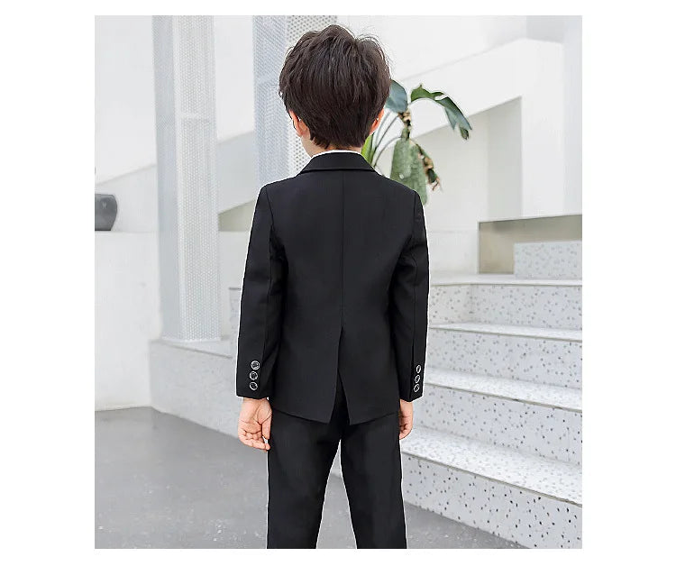 Children Formal Dress Kids Flower Jacket Pants Bowtie 3PCS  Piano Costume Boys Bronzing Show Host Handsome Photography Suit