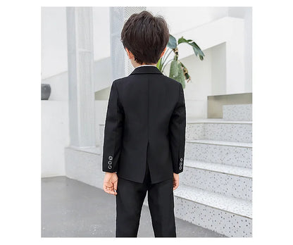 Children Formal Dress Kids Flower Jacket Pants Bowtie 3PCS  Piano Costume Boys Bronzing Show Host Handsome Photography Suit