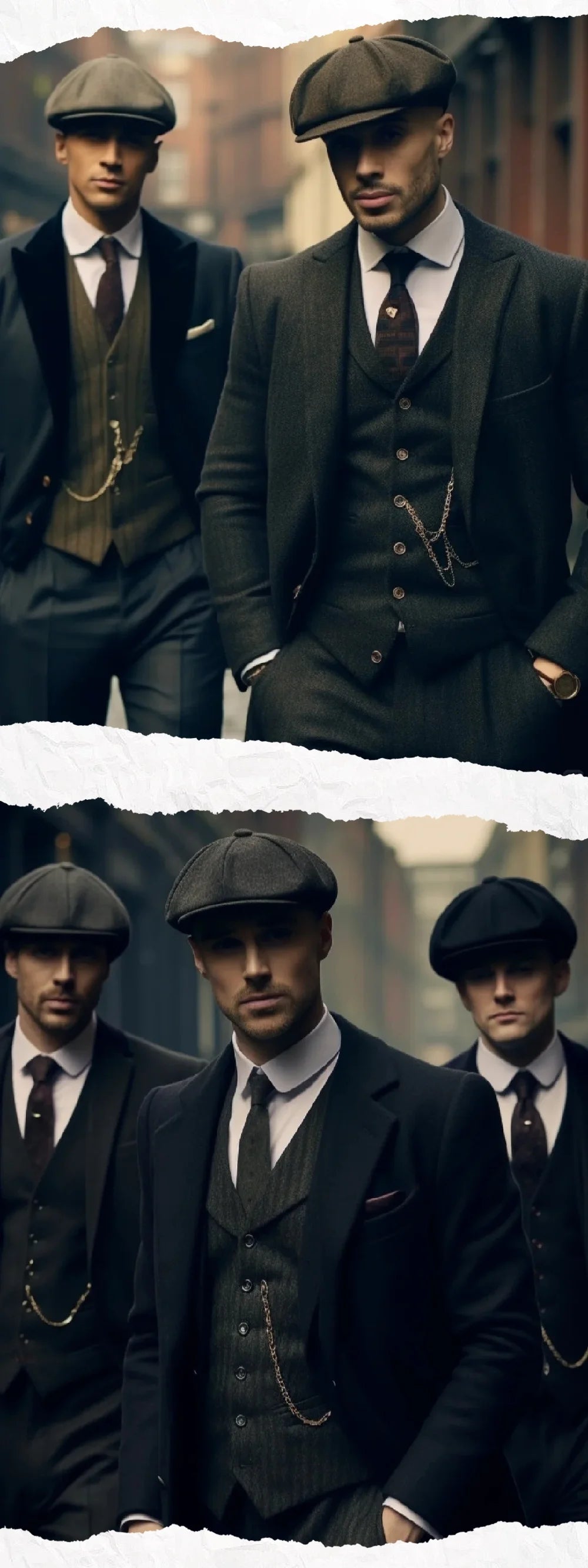 Peaky Blinders Men's 3-Piece Suit Vintage Plaid Wool Autumn/Winter Heavyweight New Style Jacket+Vest+Pants Slim Fit  Formal Suit
