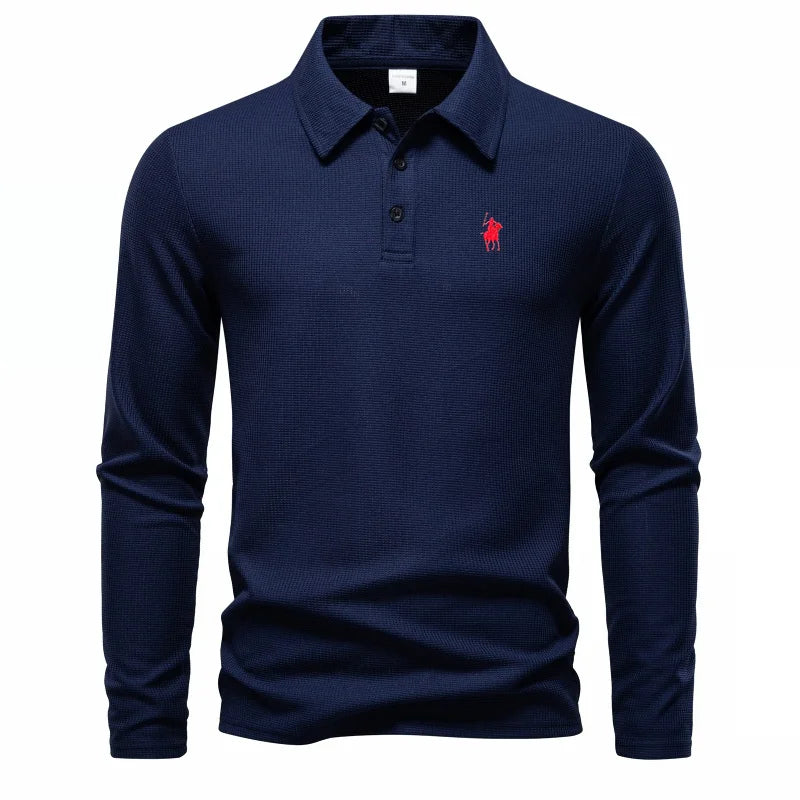 High end fashion polo shirt embroidered long sleeved men's clothing autumn new comfortable and breathable casual brand T-shirt