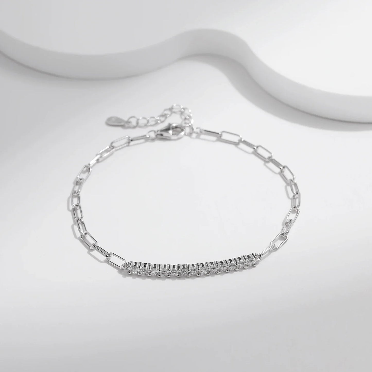 Sparkling D Color Moissanite Bracelet 925 Sterling Silver Lock Stackable Trendy Bracelets For Women Jewelry With Gift Box