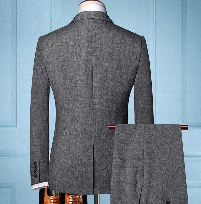S-6XL Jacket Vest Pants Casual Plaid Retro Business Men's Suit 3Pcs or 2Pcs Set Groom Wedding Dress Blazer Waistcoat Trousers