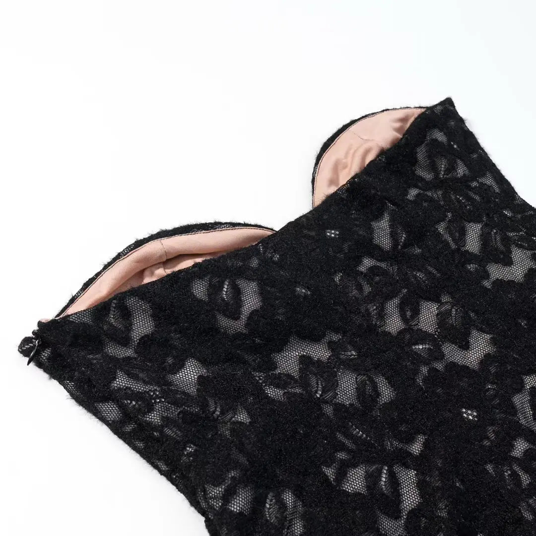 2026 Sexy Chic Black Lace Party Tops Strapless vest Short Evening Club Corset Tops Fashion Y2K Girl Streetwear Tops
