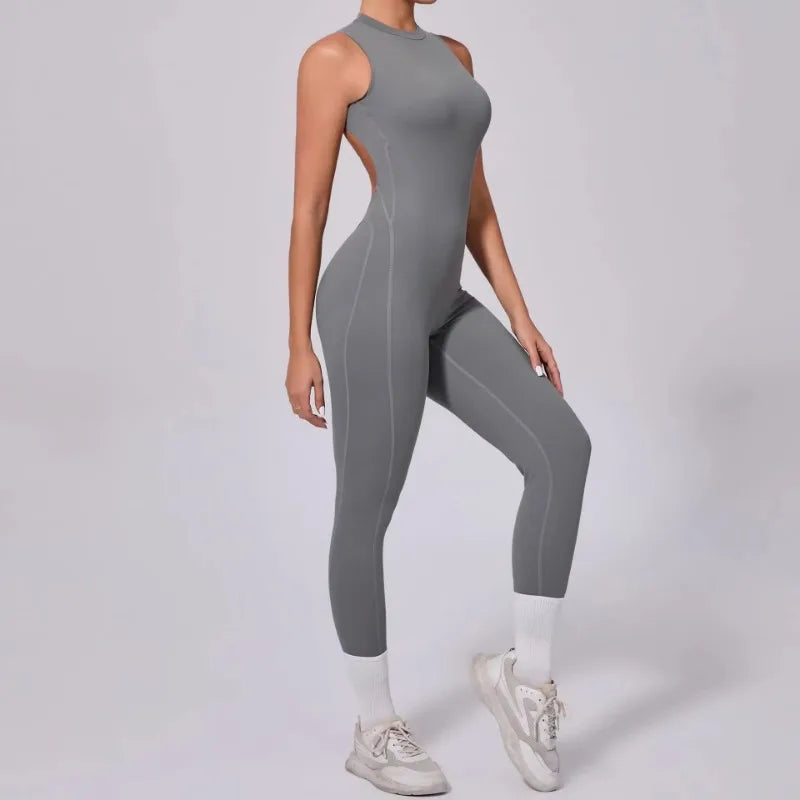 Women's High Elasticity Sports Jumpsuit Yoga Set Fitness Combination Lift Buttocks Bare Back Gym Sexy Romper for Active Women