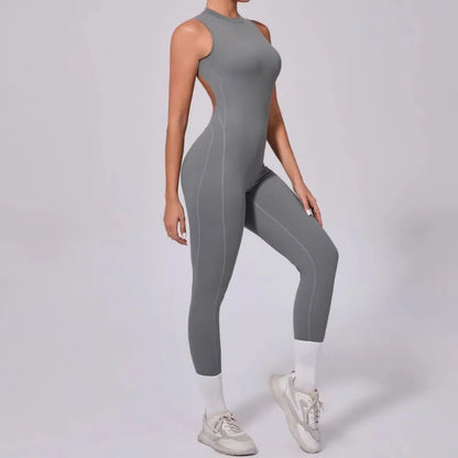 Women's High Elasticity Sports Jumpsuit Yoga Set Fitness Combination Lift Buttocks Bare Back Gym Sexy Romper for Active Women