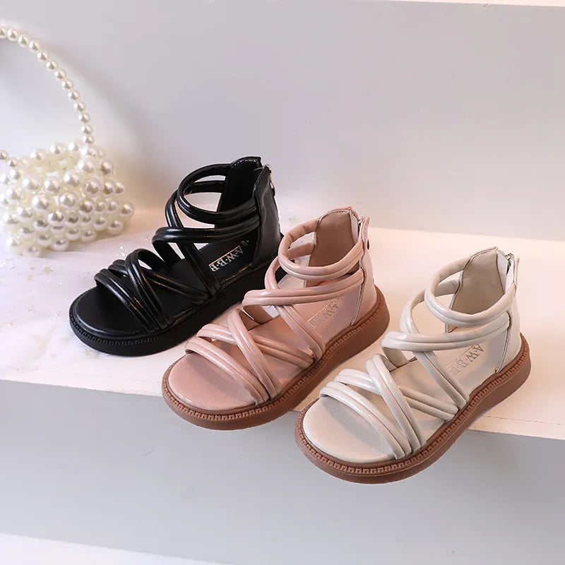 Girls sandals new summer medium and large children princess shoes soft sole shoes