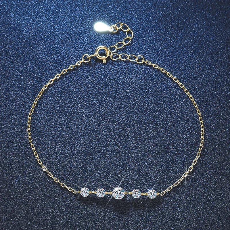 Dainty Full 2/2.5/3mm D Color Moissanite Diamond Link Bracelet for Woman 925 Silver Plated 18k Adjustable Chain Bracelets