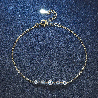 Dainty Full 2/2.5/3mm D Color Moissanite Diamond Link Bracelet for Woman 925 Silver Plated 18k Adjustable Chain Bracelets
