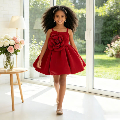 Vestido de verão com flores para festa de casamento para meninas, elegante, para damas de honra, aniversário, princesa, baile de formatura, fantasias de Natal para meninas