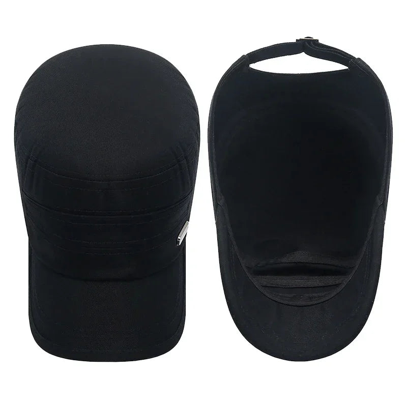 Spring and Summer Simple Cotton Adjustable Cadet Flat Cap Sun Hat Trucker Caps Dad Hats