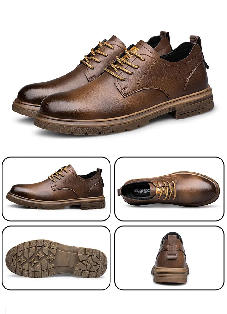 handmade men's shoes business casual leather shoes breathable soft sole comfortable classic lace-up men's shoes