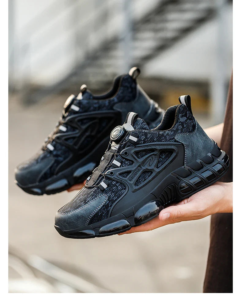 Rotating Button Safety Shoes Men Work Shoes Steel Toe Cap Working Boots Sneakers Man Anti Puncture Dangerous Work Shoes
