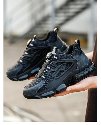 Rotating Button Safety Shoes Men Work Shoes Steel Toe Cap Working Boots Sneakers Man Anti Puncture Dangerous Work Shoes