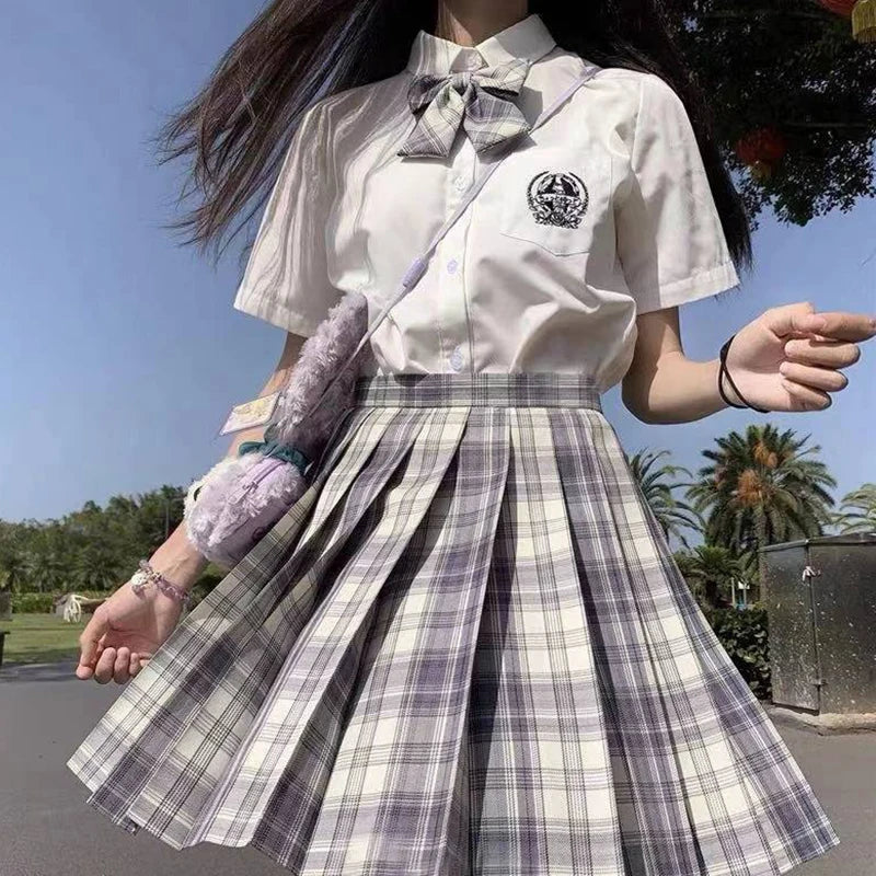 Plaid Women Pleated Skirt Bow Knot Summer High Waist Preppy Girls Dance Mini Skirt Cute A Line Harajuku Sexy Japan Faldas