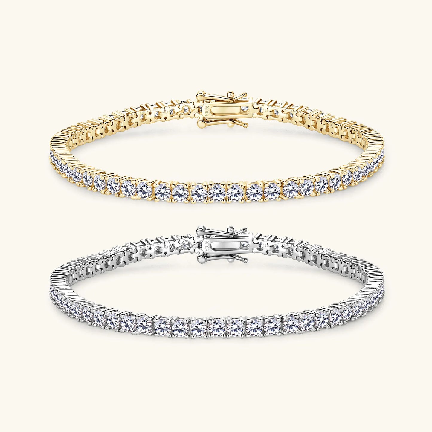 3mm D VVS1 Moissanite Tennis Bracelet S925 Sterling Silver Plated 18k White Gold Diamond Tennis Bracelets for Women