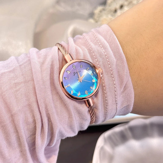 New Gradient Fresh Style Starry Sky Sunset Color Ladies Watch Student Fashion Bracelet Open Quartz Wristwatch