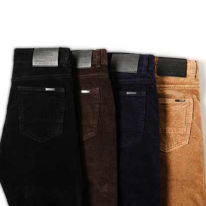 Winter Men's Fleece Corduroy Pants Warm Classic Casual Business Plush Thickened Business Trousers Male Brand Clothing