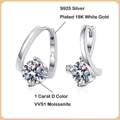 100% Real 2CT D Color Moissanite Hoop Earrings For Women Party S925 Sterling Silver Diamond Earring Fine Jewelry Wholesale