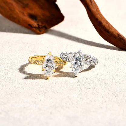 3.0CT Marquise Cut Moissanite Engagement Rings For Women 14*7mm Lab Diamond S925 Sterling Silver Wedding Party Jewelry