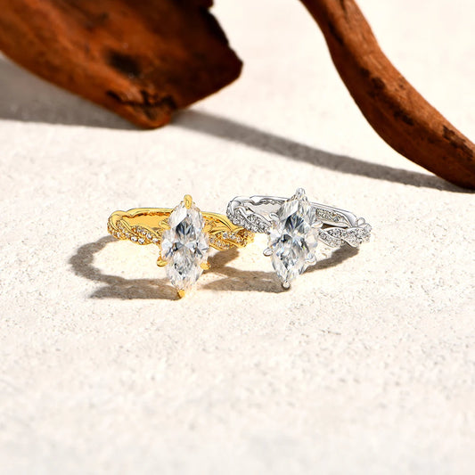 3.0CT Marquise Cut Moissanite Engagement Rings For Women 14*7mm Lab Diamond S925 Sterling Silver Wedding Party Jewelry