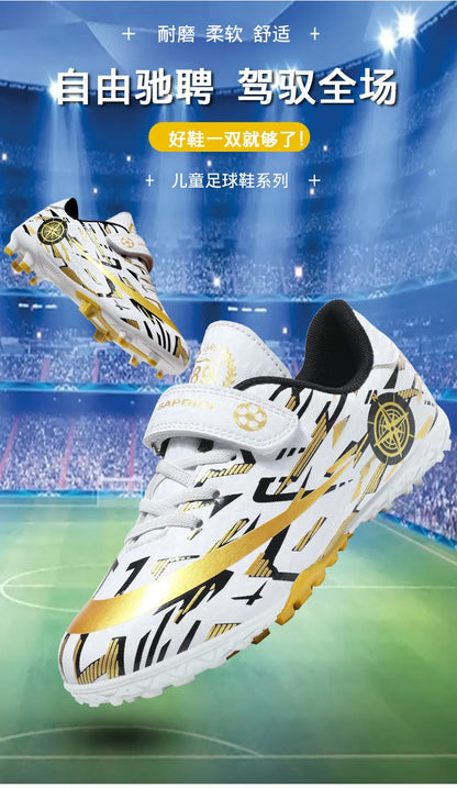 Hot Child Football Boots Outdoor Trainers Soccer Shoes For Kids Boys Hook Loop Football Sneakers Cleats Futsal Shoes Children