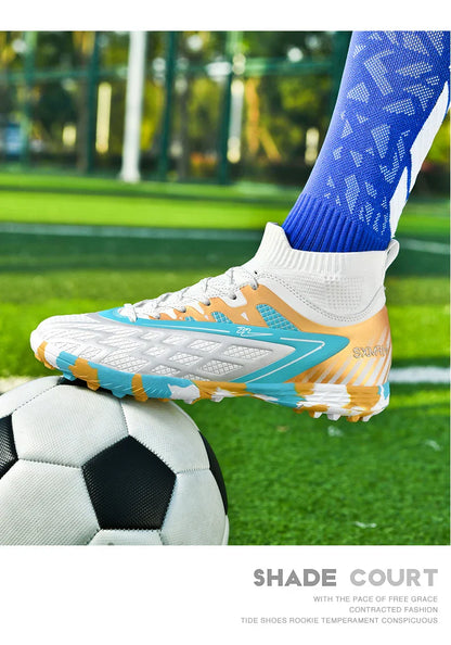 Double star youth football shoes, TF nail grip anti slip, unisex match training specific football shoes