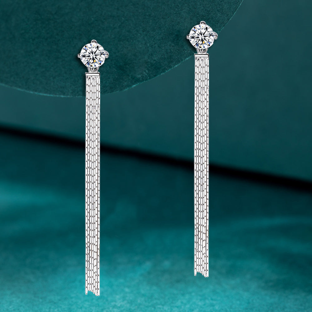 Moissanite Drop Earrings With Gra Certificates 1carat D Color Diamond Earring 925 Silver Long Tassel Dangle Earring For Women
