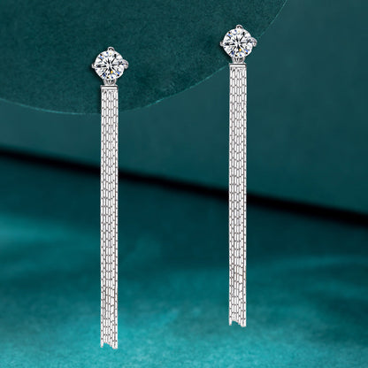Moissanite Drop Earrings With Gra Certificates 1carat D Color Diamond Earring 925 Silver Long Tassel Dangle Earring For Women