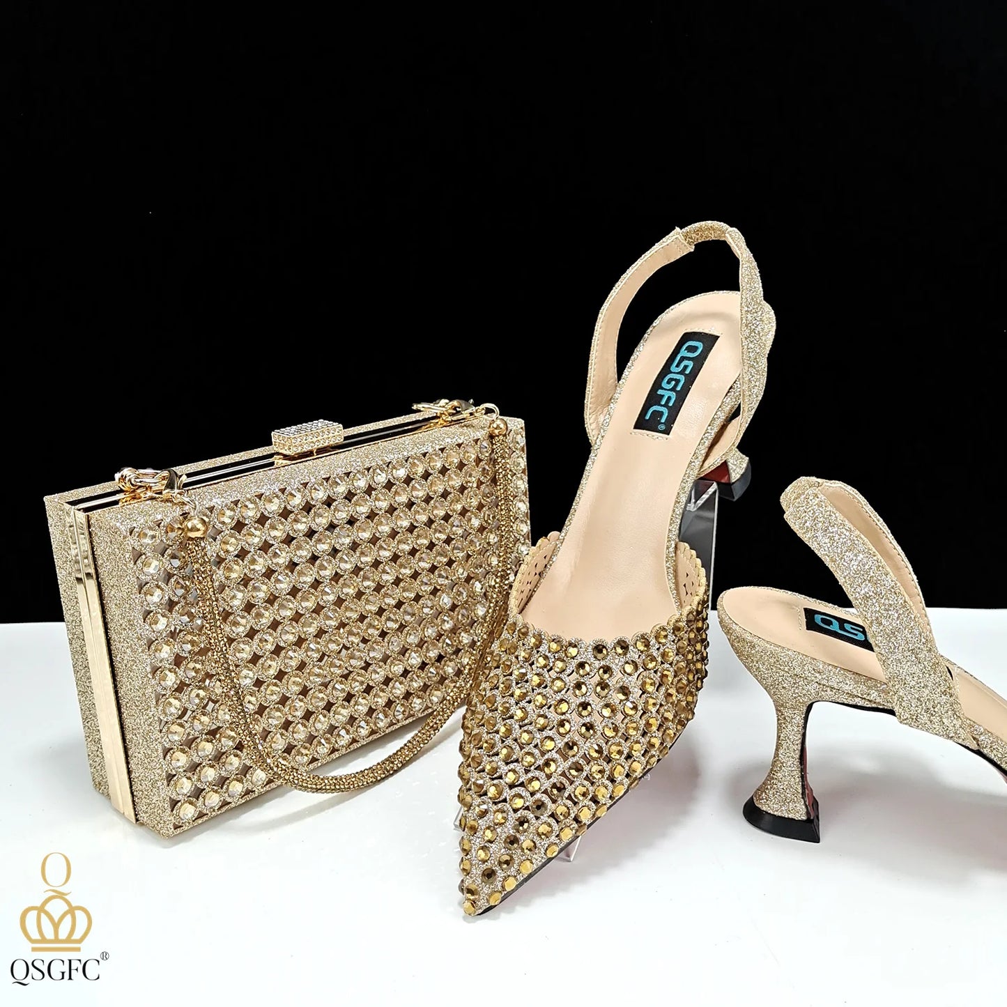 Nigerian New Trending Cutout Style Navy Blue Elegant Women's Shoes and Party Wedding Bag