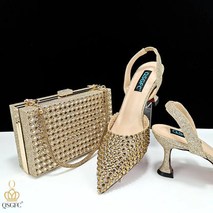 Nigerian New Trending Cutout Style Navy Blue Elegant Women's Shoes and Party Wedding Bag