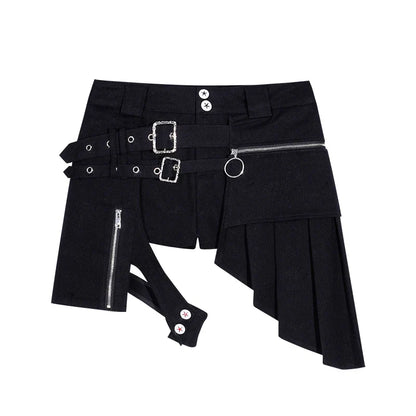 Punk Sexy Y2k Black Gothic Street Short Pantskirt Personalized High Waist A-line Spring and Summer Girls Irregular Pantskirts