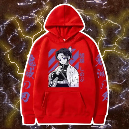 Demon Slayer Shinobu Kochou Hoodie, Anime Graphic Pullover Sweatshirt, Harajuku Loose Streetwear Top Men Women 2026 New Arrivals