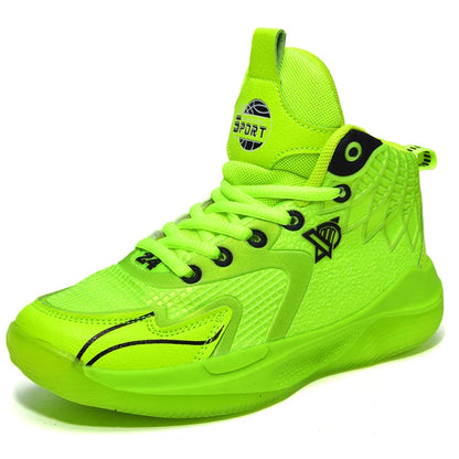Children‘s Basketball Shoes Non-slip Breathable Basketball Training Sneakers Boys Girls Mesh Athletic Shoes Lace-up Running Shoe