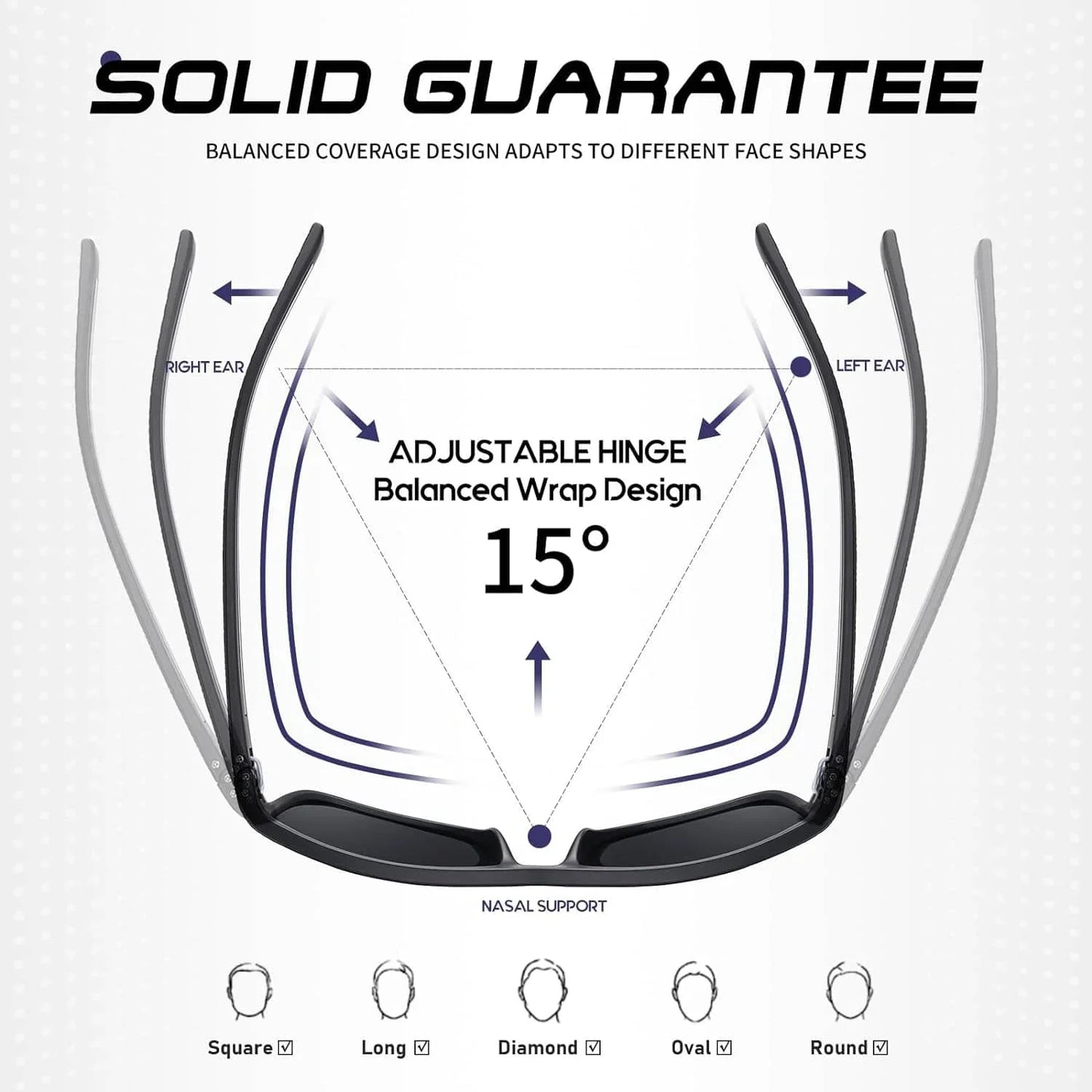 Square Polarized Sunglasses for Men Outdoor Fishing Sun Glasses