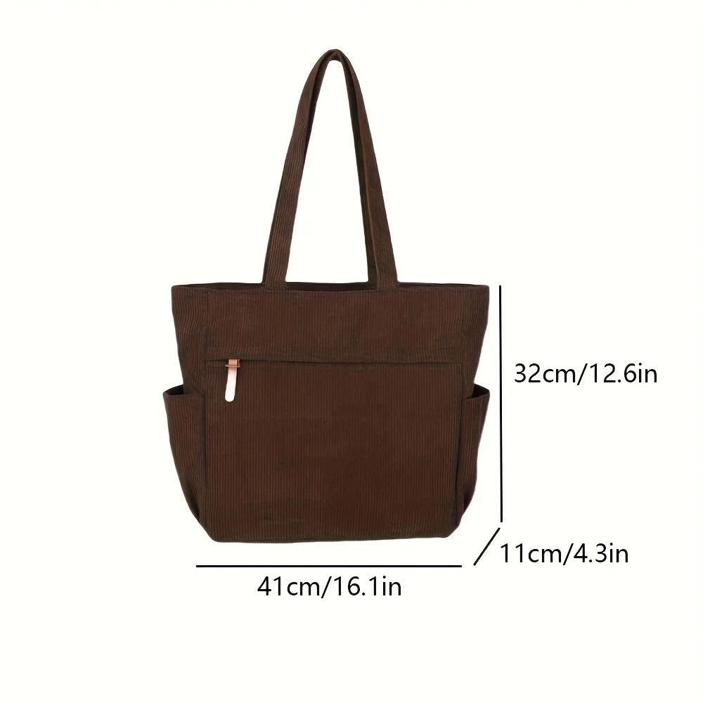 Fleece Canvas Bag Autumn and Winter New Versatile Large Capacity Tote Bag Student Single Shoulder Commuting Tote Bag
