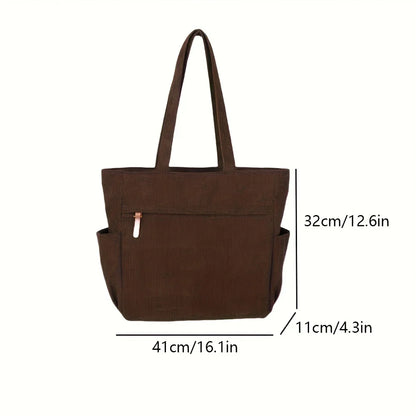 Fleece Canvas Bag Autumn and Winter New Versatile Large Capacity Tote Bag Student Single Shoulder Commuting Tote Bag