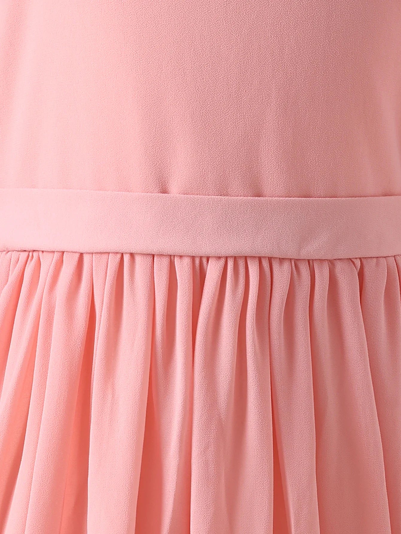 Summer Girls' Round Neck Flying Sleeve Solid Color Princess Dress With Cinched Waist To Show Off Slimming Temperament Dress