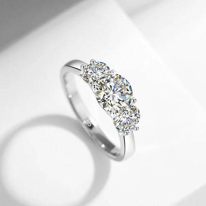 Certified 3 Stone Cat Totem Moissanite Rings For Women Total Is 2ct Genuine Sterling Silver 925 Luxury Wedding Jewelry Trend Hot