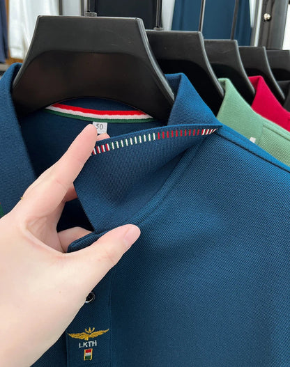 100% pure cotton long sleeved men's polo shirt autumn luxury brand custom embroidery design fashionable golf top casual T-shirt