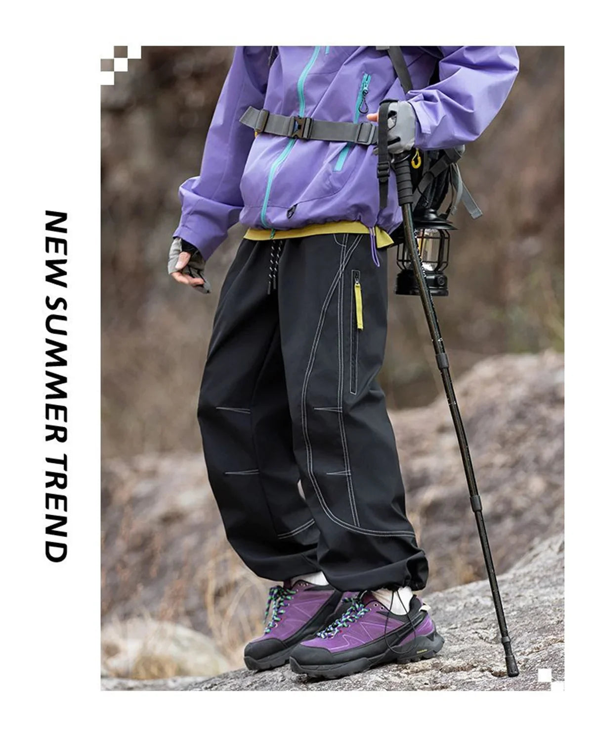 Outdoor Soft Shell Charging Pants Thin Version Retro Men's and Women's Three-proof Quick-drying Paratrooper Pants Loose Hiking