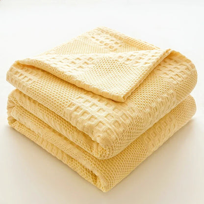 Cotton Throw Blanket Soft Breathable Waffle Blanket for Twin Queen King Bed Decorative Plaid Sofa Blankets Summer Throws