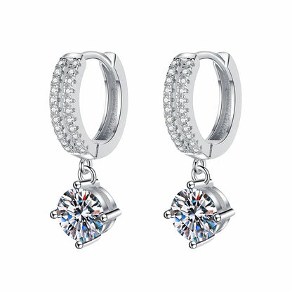 White Gold Plated 1ct Zircon/moisssanite Drop Earrings for Women 4 Claws Wedding Sparkling Sterling Silver 925 Earring
