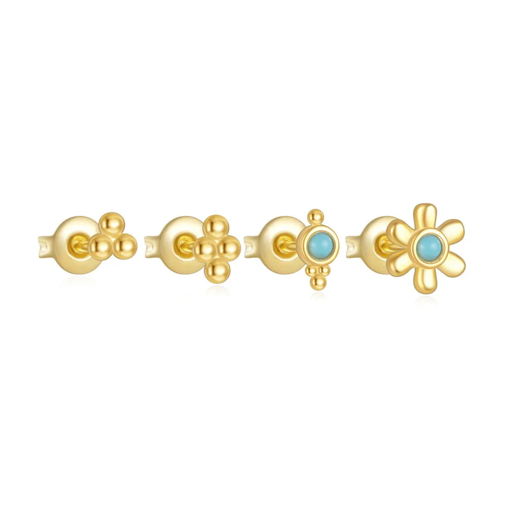 CANNER Set Double Layer Smooth Classic Hoop Earrings For Women 925 Sterling Silver Ins Flower Color Zircon Earrings Fine Jewelry