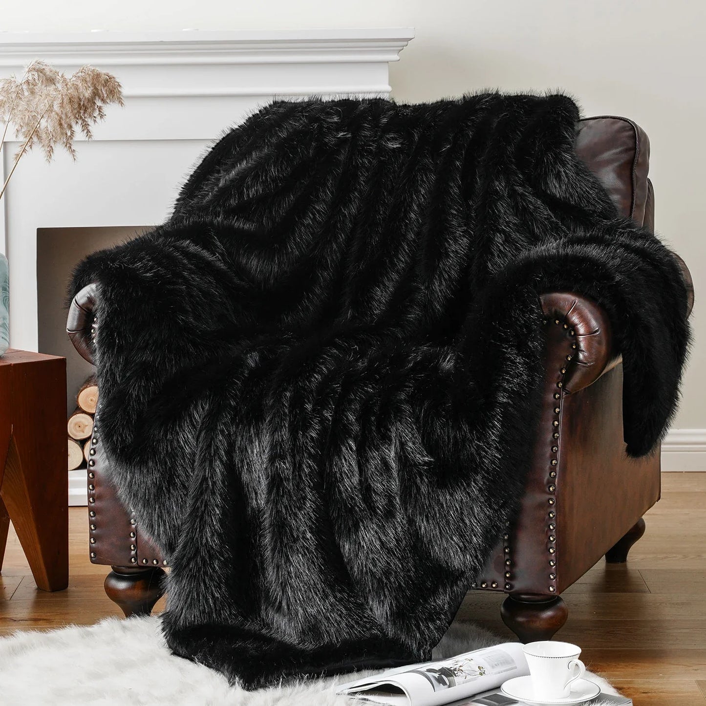 Fluffy Soft Blankets Luxury Fur blanket for Bed Sofa Mink Faux Fur Throw and Blankets Large Warm Blanket for Home Decor