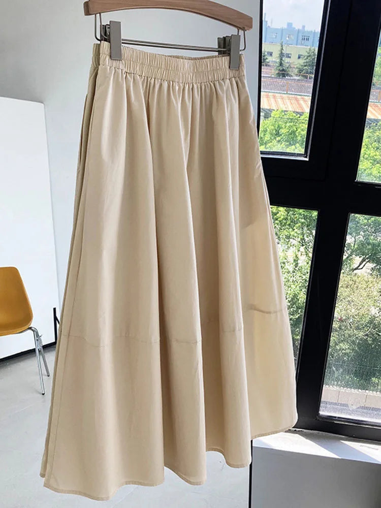 2024 Spring Autumn High-waisted Fluffy A-line Vintage Skirt Elastic Waist Large Swing Umbrella Skirt Retro Clothes