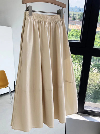 2024 Spring Autumn High-waisted Fluffy A-line Vintage Skirt Elastic Waist Large Swing Umbrella Skirt Retro Clothes