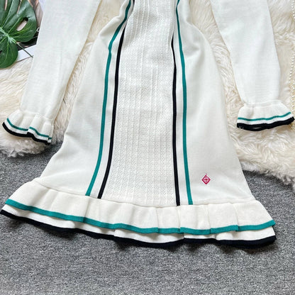 Fashion Women Knitted Mini Dress Ins Hot Sexy Package Hips Ruffled Party Dress Streetwear Lady Outfits Vestidos