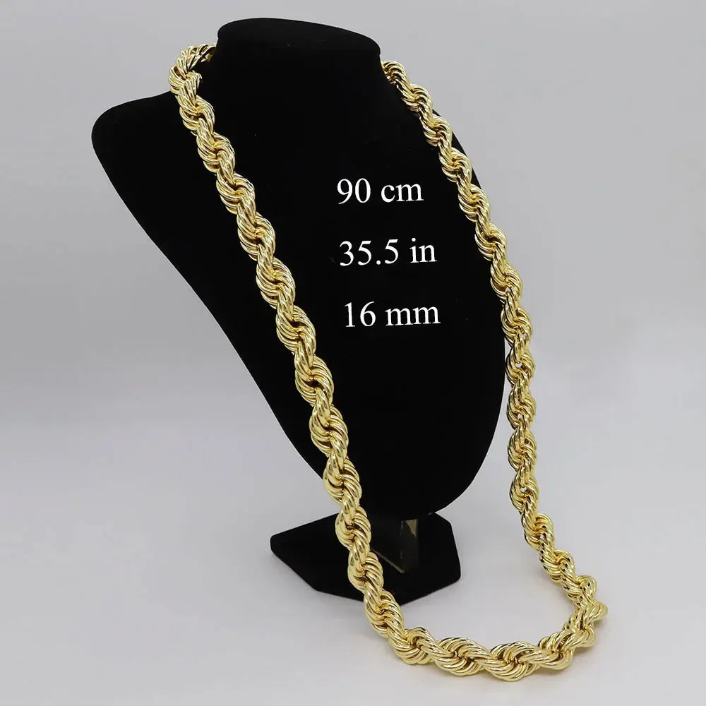 60cm 24in Punk Thick Chain Bicolor Gold-Plated Necklace For Men Women Hip Hop Luxury Copper Chain Dubai Jewelry Neck Party Gift